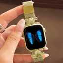 Slim Metal Band for Apple Watch Bands for Women 41mm 40mm 38mm 46mm 45mm 44mm 42mm 49mm, H-shaped Magnetic Strap Stainless Steel Mesh Clasp for iWatch Series 11 10 9 8 7 6 5 4 3 2 1 SE Ultra