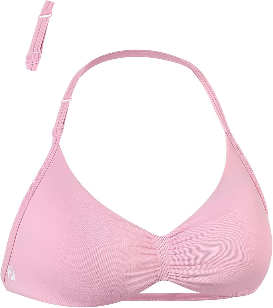 AUROLA Influence Adjustable Strappy Sports Bras for Women,Low Support Seamless Backless Padded Straps Impact Yoga Gym Bra (Pink, S)