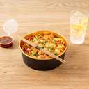 Foil Lux 45 OZ Take Out Container, 50 Insulated Foil Lining Food Container - Greaseproof, Stackable, Black Paper To Go Food Container, For Hot Or Cold Foods, Lids Sold Separately - Restaurantware