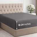 Extra Deep Queen Fitted Sheet - Hotel Luxury Single Fitted Sheet Only - Easily Fits 18 inch to 24 inch Mattress - Ultra Soft, Wrinkle & Fade Free w/Extra Deep Pockets - Breathable & Comfy - Dark Grey