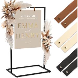Elegant Wedding Welcome Sign Stand  Sturdy Welcome to Our Wedding Sign Holder for Seating Charts & Event Decor - A Beautiful Black Metal Easel to Welcome Guests & Celebrate Your Love