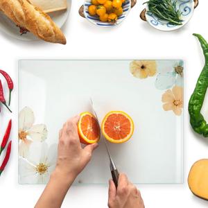 Kitchenville Glass Cutting Board 20”x16”: Tempered Glass Kitchen Counter Protector - Durable- Scratch-Resistant, Heat-Proof - Design 5 - Floral Design