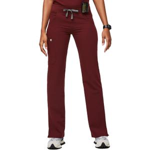 FIGS Kade Cargo Scrub Pants for Women  Classic Fit, Straight Leg, 4 Pockets, Yoga Waistband, Anti-Wrinkle (X-Large, Burgundy)