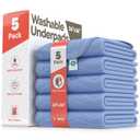 Washable Underpads Large 34"x36" (Pack of 5) Reusable Waterproof Bed Pads for Adults & Seniors, Extra Heavy Absorbency Incontinence & Bedwetting Pads, Soft, Blue.