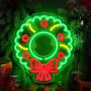 Christmas Neon Sign Dimmable Christmas LED Neon Light Wreath USB Powerd Neon Christmas Light Sign for Xmas Indoor Club Bar Pub Bedroom Art Wall Wedding Party Decor