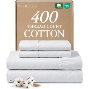 Cal King Sheet Set - 100% Cotton Sheets - 4 Piece Cal King Size Cotton Bed Set with Deep Pockets up to 16 Inches - Ultra Soft, Breathable & Cooling - Fade & Stain Resistant - Machine Washable - White