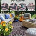 MontVoo Outdoor Rug Carpet Waterproof 5x8 Outdoor Patio Rug Mat Reverisble Plastic Straw Outdoor Rug for RV Camping Picnic Beach Balcony Boho Pink Grey