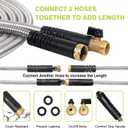 Metal Garden Hose 100FT - Heavy Duty Stainless Steel Metal Water Hose With 10 Function Nozzle, Lightweight, No Kink, Durable and Leak Proof Flexible Garden Hose for Yard, Outdoor