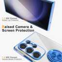 Designed for Samsung Galaxy S23 Ultra Case with Stand, Ring Holder Kickstand, Support Magnetic Car Mounts, Soft TPU Bumper, Non-Yellowing Anti-Scratch Anti-Fingerprint, Clear and Blue