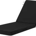 Chaise Lounge Cushions Outdoor, 72"x21"x3" Triple-Waterproof Outdoor Chair Cushion with Removable Cover, 4 Adjustable Ties Lounge Chair Cushions for Outdoor Furniture, Black