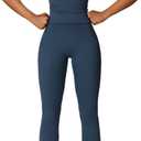 Women's Yoga Outfits Backless Strappy Sports Bra and Seamless Leggings Matching Active Jogger Outfits (Navy Blue, Small)