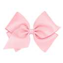 Wee Ones Girls' Classic Grosgrain Hair Bows with Plain Wrap Center, No-Slip Hair Clip, Handmade, Light Pink, Mini King