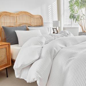 Bedding Waffle Pillowcase and Duvet Cover 120x180 In White