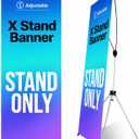 Adjustable X Banner Stand 24"x63" to 30"x72" 1 PACK ,Reinforced One Piece Top Bar, Portable Aluminum X Frame Display with Carry Bag for Trade Shows & Events (STAND ONLY)