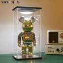 NONEMEY Clear Acrylic Display Case with Remote Control Light for Bearbrick, Dustproof Model Showcase Organizer Box, Display Case for Collectibles Bearbrick (9.8×7.9×16.5inch,25×20×42cm)