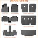KUST Floor Mats Set for 2020-2025 Kia Telluride Accessories (7 Seats), Rear Cargo Trunk Liner with 2nd/3rd Row Backrest Kick Mat All Weather Protection TPE Rubber Raised Edge, Full Set of 9pcs
