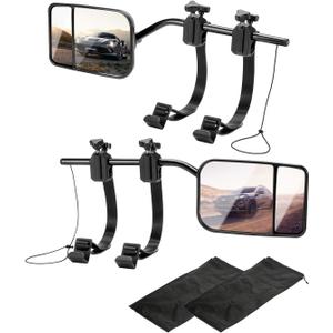 Universal Clip On Towing Mirrors Extensions, 360 Degree Adjustable Rotation Mirror Extenders for Towing, Dual View Convex Tow Mirrors for Vehicle Car Truck RV SUV Trailer, Pack of 2