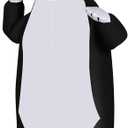 M MH ZONE Inflatable Cat Costume for Adults & Kids - Funny Black & White Blow Up Suit for Halloween Party