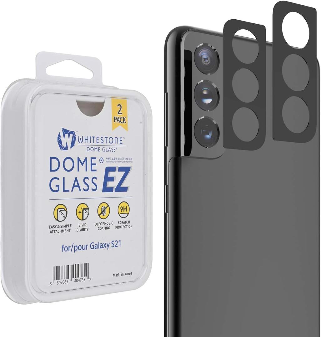 3 x Whitestone DOME Camera EZ Type [Easy Installation] Tempered Glass Lens Protector for Galaxy S21 [2Pack]