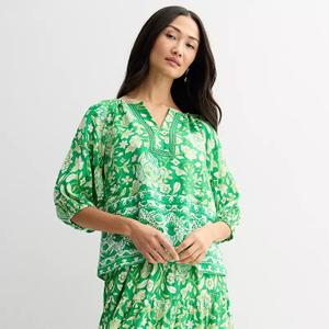 Women's Farmers Market 3/4-Sleeve Woven Top Small
