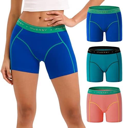INNERSY Women's 4" Inseam Boxers Briefs Cotton Boyshorts Underwear Ladies Panties 3-Pack XXL