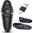 2in1 USB Type C Presentation Clicker Wireless Presenter Remote with Laser Pointer, RF 2.4GHz USB C PowerPoint Clicker Slide Advancer for Computer/Mac/Laptop