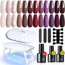 MEFA  Gel Nail Polish Kit with U V Light, 14 Colors Fall Gel Nail Polish Set Burgundy Red Champagne Gold Glitter Soak Off Purple Manicure Tools Beginners Salon Art Nails Art DIY for Women (2-A Fancy Party)