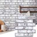 Commomy 6 Pcs 3D Faux Brick Wall Panels -11.8"X11.8" Small Size PVC Peel and Stick Tiles Brick Backsplash DIY Self-Adhesive Wall Tile for Bedroom, Living Room, Kitchen, Fireplace, RV