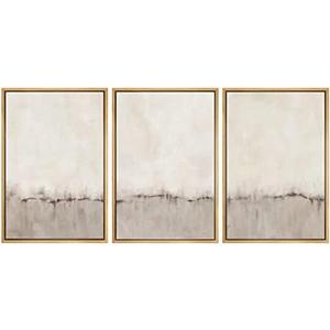 SIGNWIN Framed Canvas Print Wall Art Set Grunge Brown Gray Pastel Landscape Shapes Abstract Illustrations Modern Art Decorative Nordic Chic Calm for Living Room, Bedroom, Office - 16"x24"x3 Natural