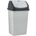 Superio Kitchen Trash Can 13 Gallon with Swing Lid, Plastic Tall Garbage Can Outdoor and Indoor, Large 52 Qt Recycle Bin and Waste Basket for Home, Office, Garage, Patio, Restaraunt (Smoke)
