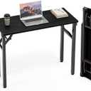 TEMI Small Computer Desk Folding Table - 35.8" Foldable Office Desk, No Assembly, Perfect for Small Spaces in Bedroom, or Apartment, Portable Mini Desk or Study Table Compact Design, Dark Oak