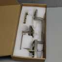 Front Door Handle Entry Door Lock Handle Set for Left or Right Handed Doors Reversible Interior Exterior Single Cylinder Lower Half Adjustable Lever Bright Brass, Non-Locking (Silver)