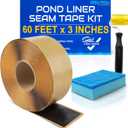 Pond Liner Seam Tape Kit - 60 Feet x 3 Inch - Double Sided Butyl Tape - Bond Seal or Repair EPDM PVC HDPE LDPE RPE LLDPE - Perfect for Small or Large Fish and Koi Ponds Waterfalls and Water Features