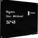 Magnetic Glass Blackboard - Frameless Dry Erase Board 48"x36" for Office, School & Home