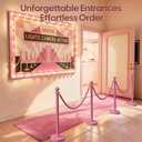 4 Pack Pink Stanchions and Velvet Ropes Set, Stainless Steel Crowd Control Barriers, 3Pcs Pink Ropes and Poles for Party Supplies,Prom,Birthday,Business,Wedding,Baby Shower, Bridal Shower,Anniversary