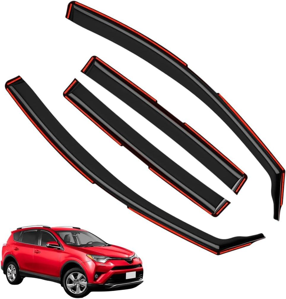 in-Channel Window Visors Rain Guards FIT Toyota RAV4 2020-2025 (2020-2025)  4-Piece in-Channel Dark-Smoke Polycarbonate Vent Deflectors