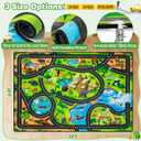 Kids Rug, 3x5 Ft Animal Car Rugs for Kids Toy Cars, Extra Thick (0.4in) - Non-Slip Zoo Road Rug Mat Carpet for Playroom & Bedroom, Educational Learning & Game Area