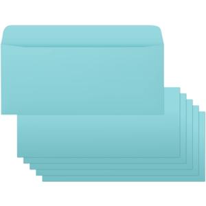 Business Envelops, 200-Pack #10 Blue Envelopes, Standard Square Flap, Gummed Seal, Perfect for Invitations, Office, Checks, Letter, Mailing, Crafts, Printable, Windowless, 4-1/8 x 9-1/2 Inches