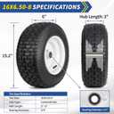 GICOOL 16x6.50-8 Riding Lawn Mower Rubber Tire and Wheel, 2 Pcs Replacement 16x6.5-8nhs Garden Tractor Lawnmower Tyre, Bearing Bore 3/4" & 5/8", 3"-4.5" Centered Hub