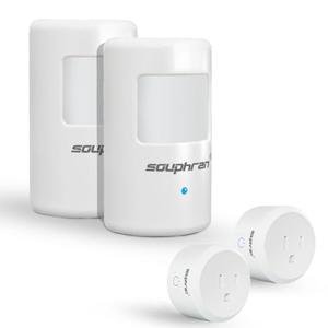 Souphran Plug-in Wireless Motion Activated Light Control, No Wiring, Adjustable Detection Range, Always-on Timer and Light Sensor, Motion Detector and Plug Set, 2 Pack