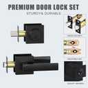 JO.KO Keyed Entry Door Handle and Single Cylinder Deadbolt Door Locks, Matte Black Front Door Handle and Deadbolt Set, Heavy Duty Exterior Door Lever for Office and Home 1 Key 1 Combo