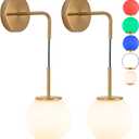 Battery Operated Gooseneck Wall Light Bend Pipe Sconce Adjustable Angle Lighting Fixturewith Remote Dimmable LED Bulb for Farmhouse Interior Decor (Color : Gold)