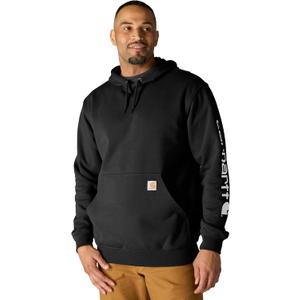 Carhartt Men's Loose Fit Midweight Logo Sleeve Graphic Sweatshirt (Large, Black)