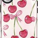 Girls Cute Case for iPhone 16, Bow Cherry Women Phone Cases | Dual-Layer Shockproof Protection