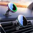 Beser for MagSafe Car Mount Charger, (4.13 lbf) Large Magnetic, 15W Qi Wireless Charger for Car, Vent/Dashboard, Phone Holder for iPhone 16/15/14/13/12 Series, 7 Color Lights, Aluminium, Black