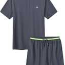 Tyhengta Men's Outfits Performance activewear sets Gym Athletic Tracksuits Sportswear 2 Piece Set (Gray, M)