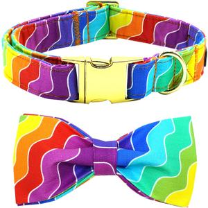 Rainbow Dog Collar, Rainbow Stripes Collar for LGBT Pride Month Holiday Dog Collar Girl or Boy Adjustable Collar for Small Medium Large Dogs (Small (Pack of 1), Rianbow)