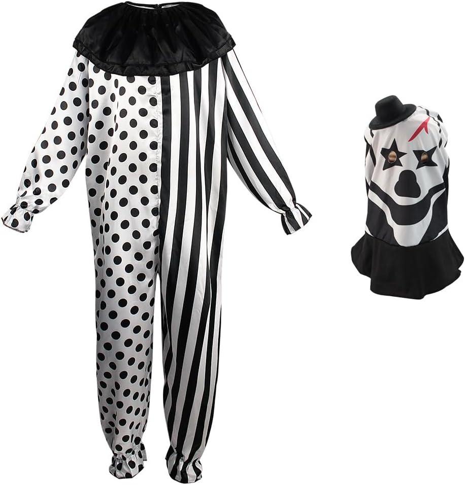 Quenny Halloween Black and White Clown Games cosplay Mardi Gras Masquerade Party Show Costumes