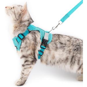 Cat Harness and Leash Escape Proof Medium Kitten Harness Bengal Cat Vest for Walking Travel, Turquoise, M