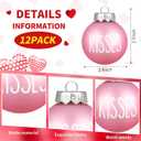 Vinsot 12 Pcs Valentines Day Ball Ornaments Pink Red White Ornaments 2.36 Inch Plastic Tree Decorations Kiss Be Mine Love Hanging Decorations Valentines Decor for Tree Home Wreath Party Decor